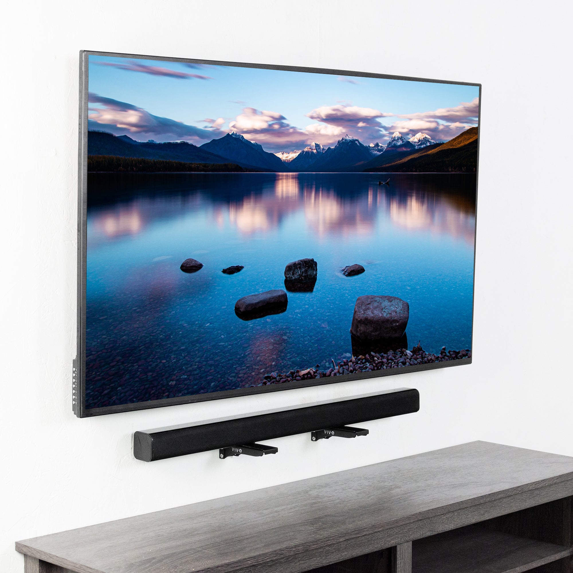 Universal Soundbar Speaker Wall Mount Bracket - Adjustable & Sturdy TV Sound Bar Mount for Home Theater, Living Room, Bedroom - Easy Installation & Space-Saving Design