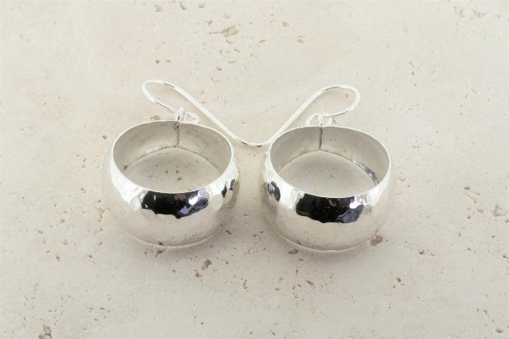 Hammered Convex Hoop Drop Earrings for Women - Gold & Silver Boho Dangle Earrings - Perfect for Parties, Weddings & Everyday Wear