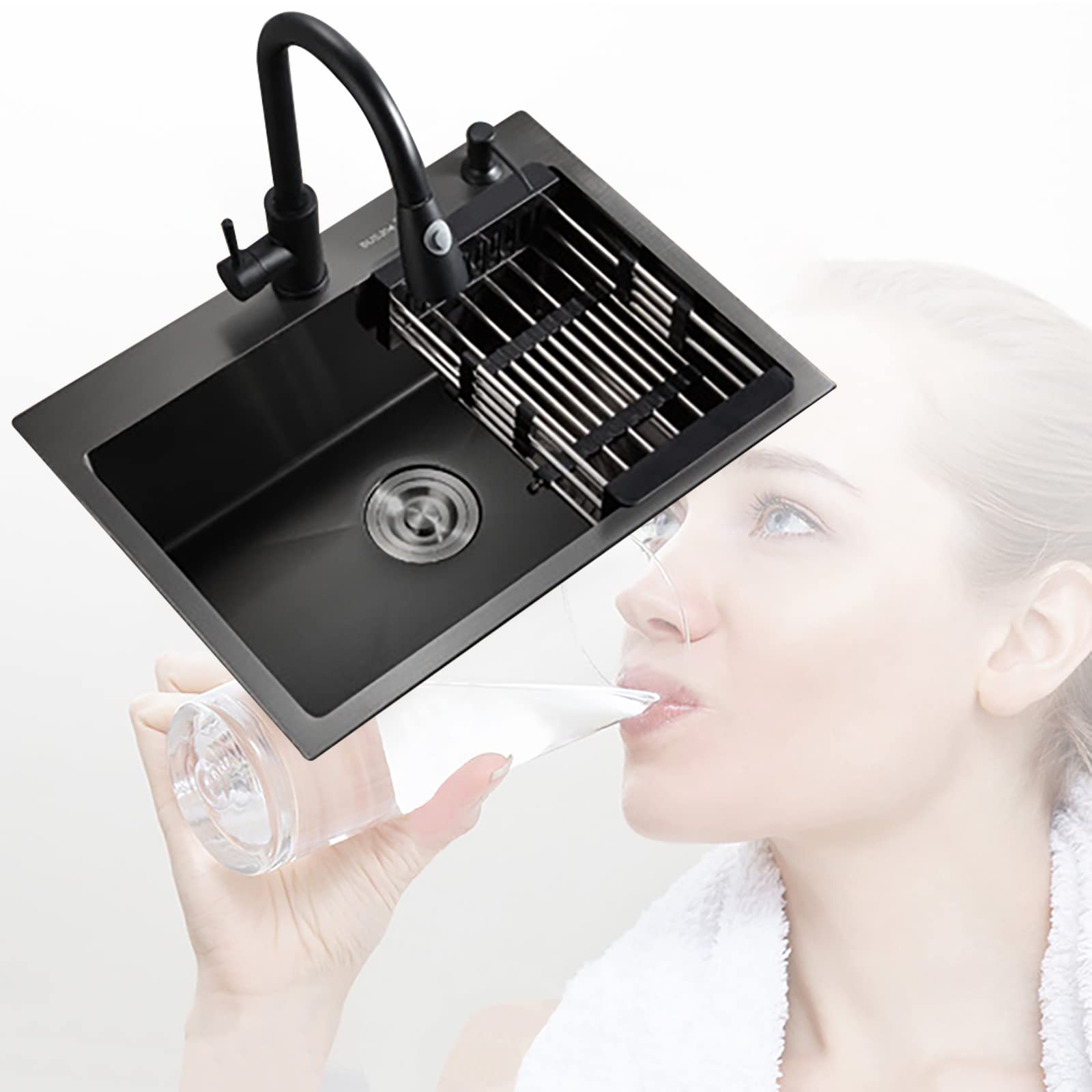Topmount Stainless Steel Single Bowl Kitchen Sink with Sink Protector Workstation - Drop-in Design for Travel Trailers, Garages, and Compact Kitchens