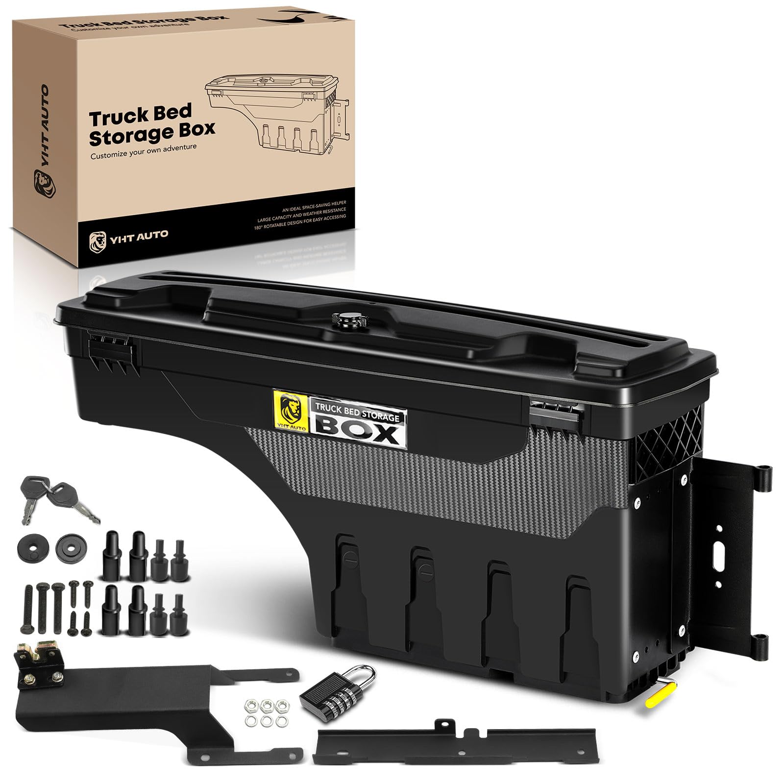 Lockable Waterproof Truck Bed Tool Box for 2015-2021 Ford F-150 - Passenger Side Swing Wheel Well Storage Box | Durable Tool Organizer for Camping, Work & Outdoor Adventures