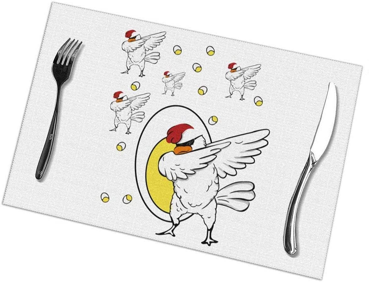 6-Pack Cute Chicken and Egg Placemats - Washable Non-Slip Stain-Resistant Kitchen Dining Table Mats (12