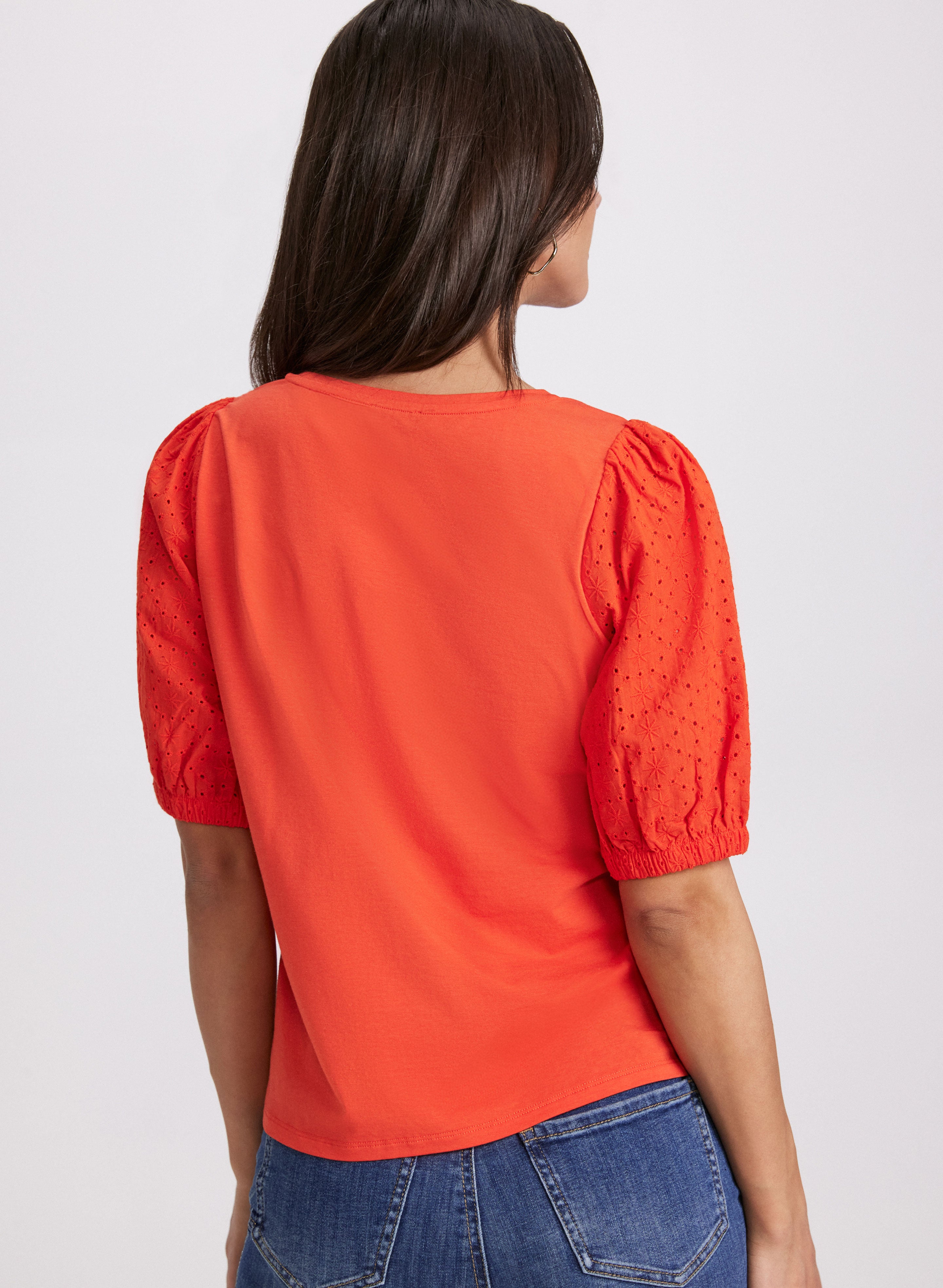 Stylish Eyelet Sleeve T-Shirt for Women - Breathable Summer Fashion Top - Perfect for Casual Outings, Beach Vacations & Date Nights