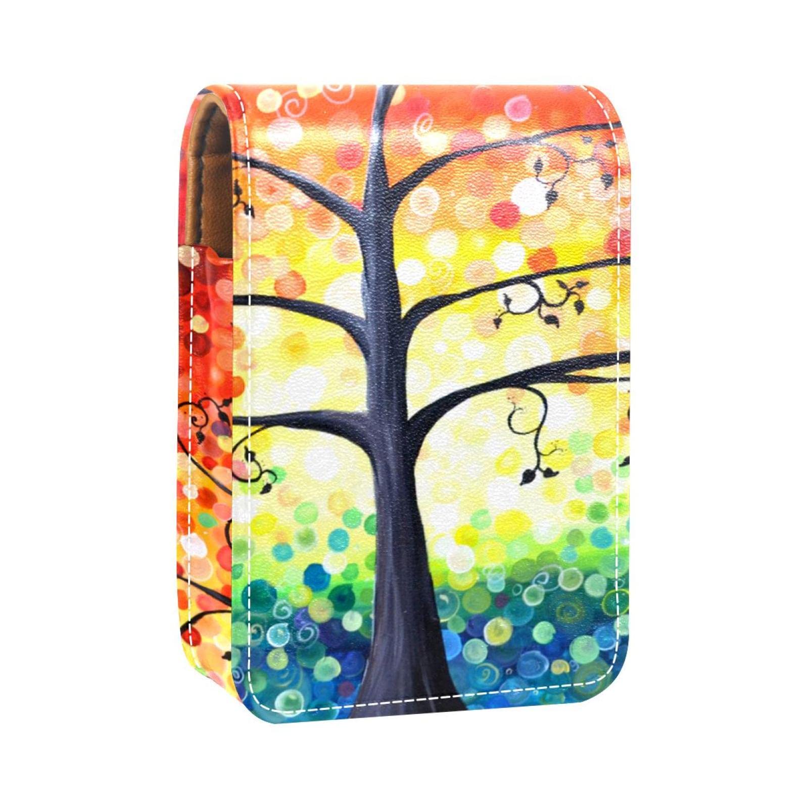 Personalized Lipstick Case - Portable Makeup Bag & Cosmetic Pouch Organizer with Artistic Tree Design - Perfect for Travel, Home Storage, and Gift Giving