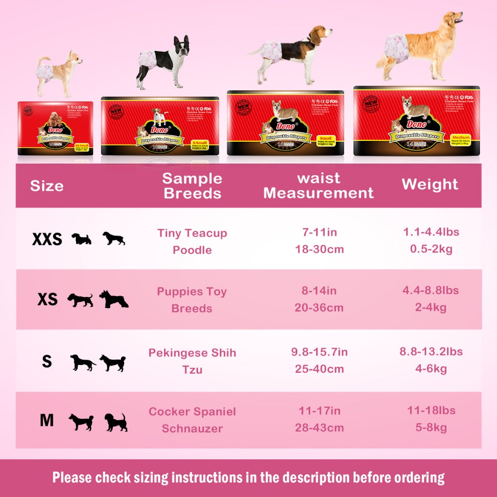**Dono Pet Disposable Puppy Diapers for Male & Female Dogs - Absorbent & Leak-Proof - Perfect for House Training, Travel & Incontinence Care**