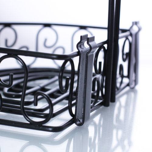 BarConic® Black Semi-Round Condiment Caddy with Built-in Merchandising Ring - Perfect for Restaurants, Diners & Food Service Businesses