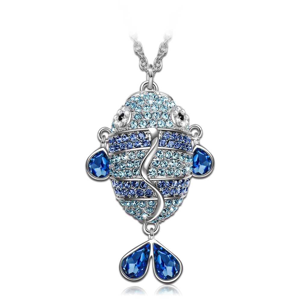 Susan Y Valentines Day Necklace for Women - Fish Animal Pendant with Austrian Crystals, Elegant Jewelry Gift for Her, Birthday, Graduation | Perfect for Romantic Occasions, Special Events & Everyday Wear