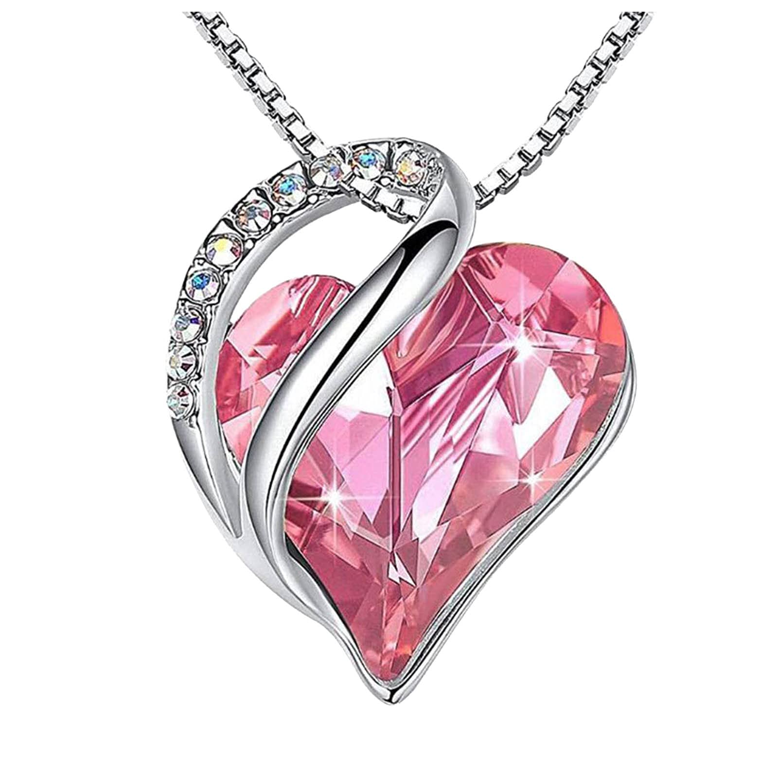 18K Gold Crystal Heart Pendant Necklace for Women - Elegant Stone Jewelry Gift for Her | Perfect for Valentine's Day, Anniversary & Romantic Occasions