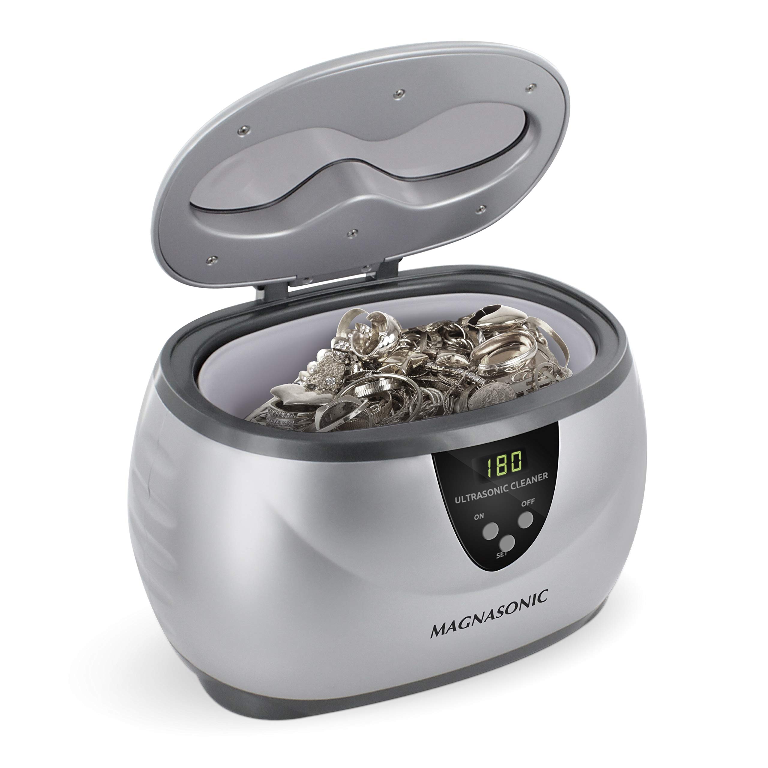 Magnasonic Ultrasonic Jewelry Cleaner - 20oz Stainless Steel with 5 Modes for Watches, Glasses & Dentures - Perfect for Home & Travel