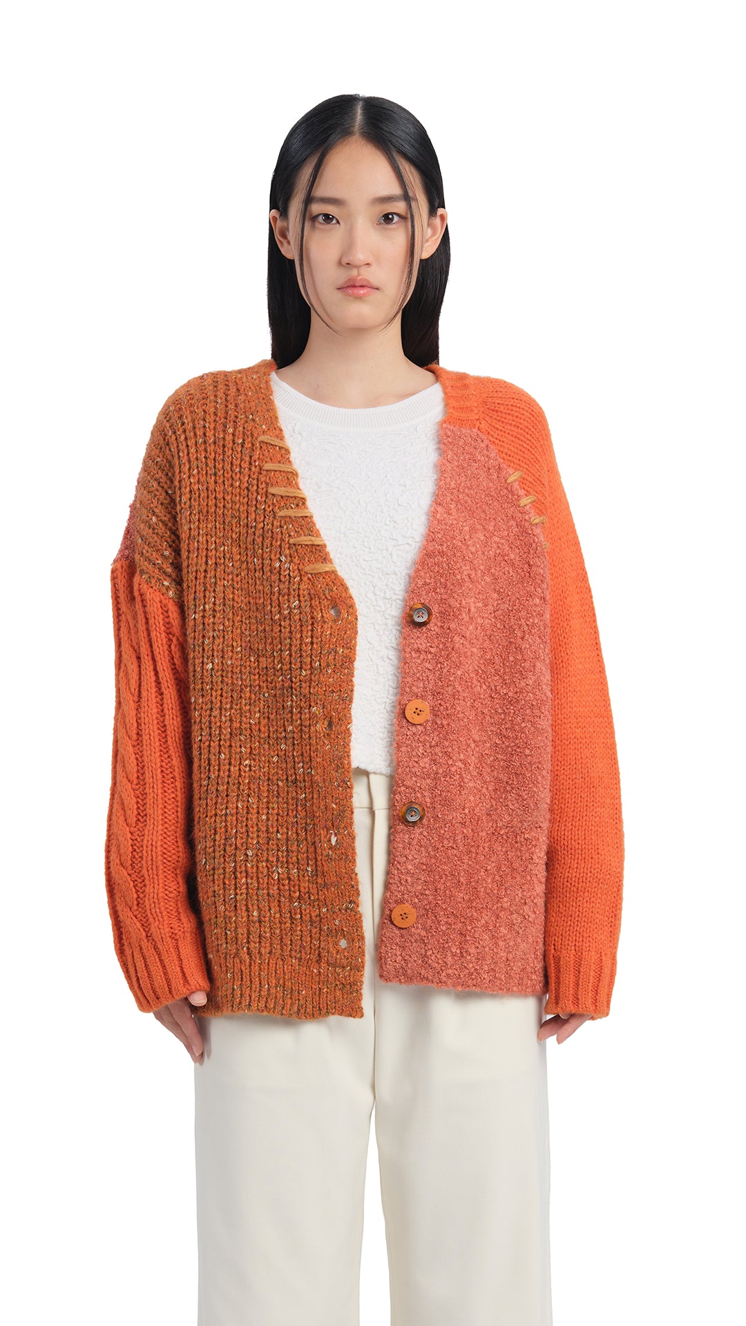 Stylish Patchwork Cardigan for Women - Cozy Knit Sweater with Unique Design - Perfect for Fall, Winter & Layering Outfits