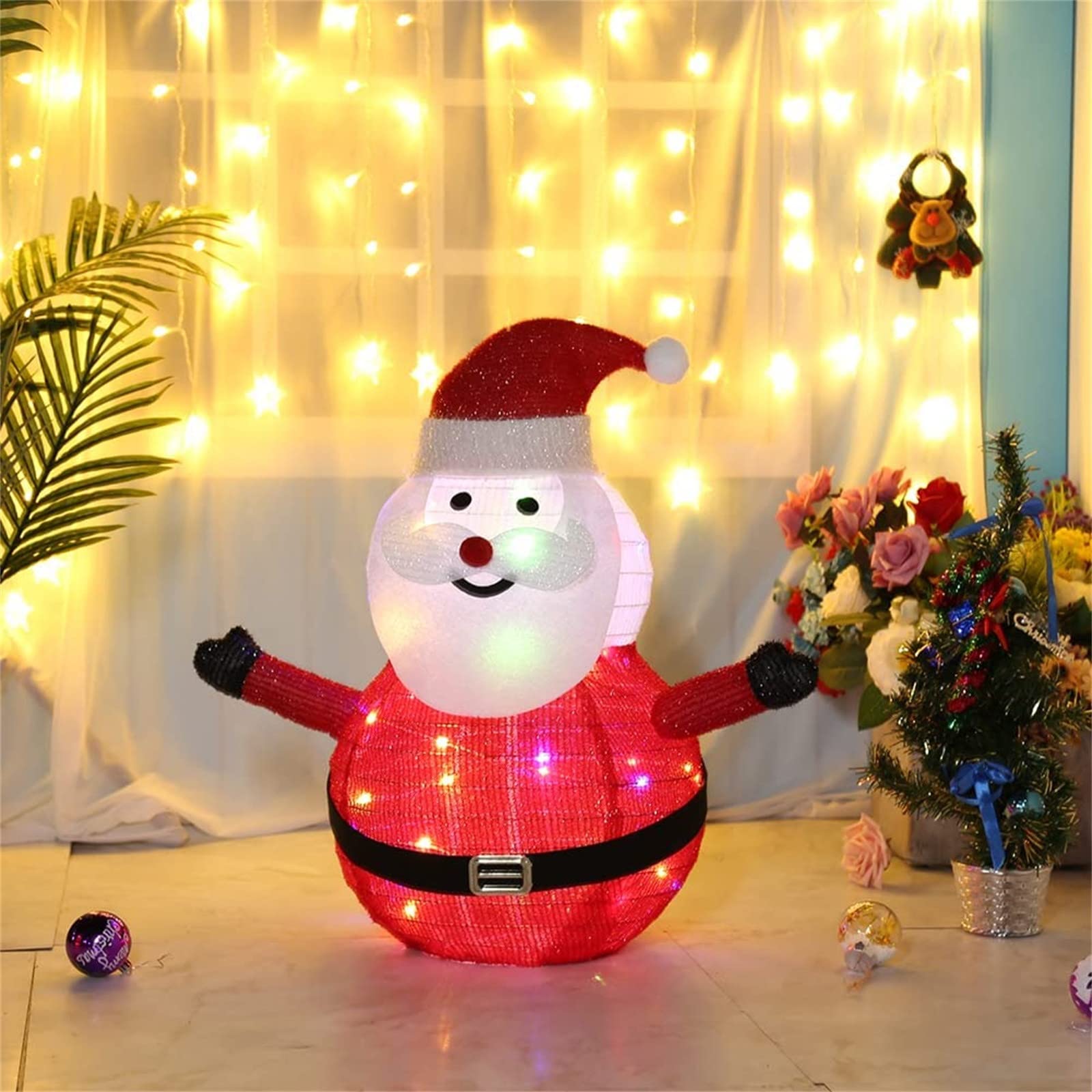 Festive Santa Claus Snow Lamp with 40 LED Lights - Christmas Decoration for Home, Party & Holiday Decor