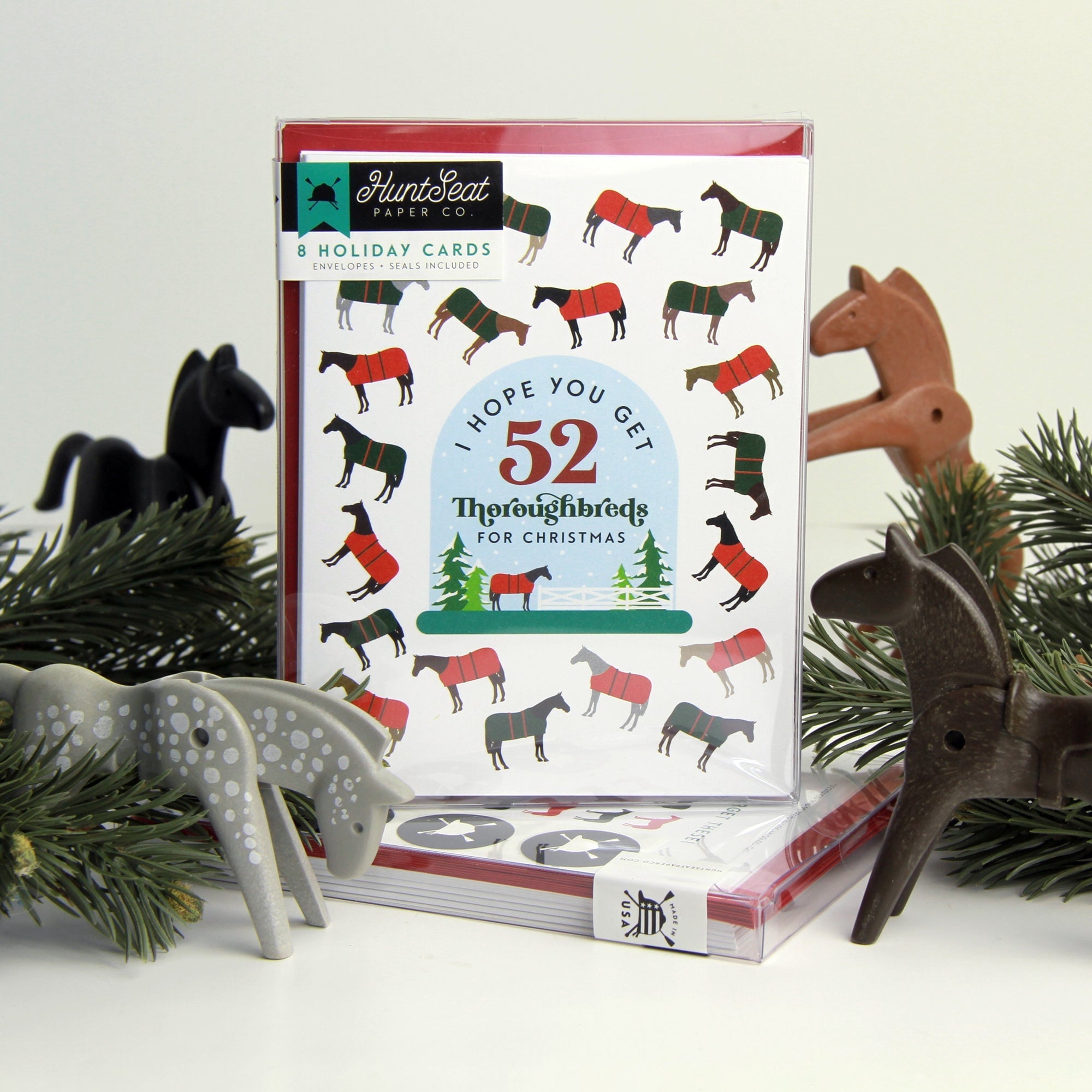 52 Thoroughbreds Holiday Greeting Cards - Bulk Pack for Christmas, Thanksgiving & New Year - Perfect for Parties, Gifts & Office Celebrations