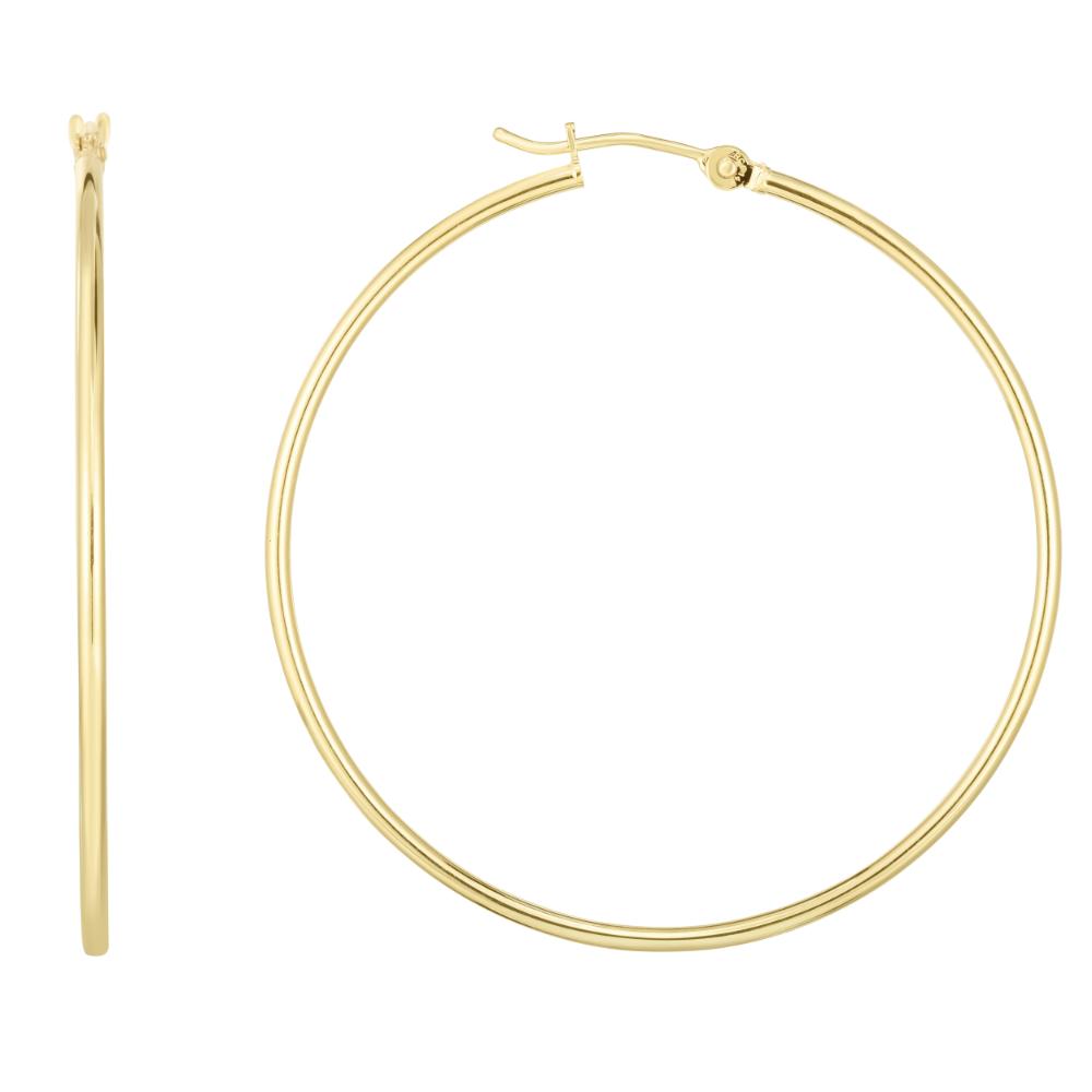 14K Gold Hoop Earrings 1.5x45mm - Dainty Everyday Hoops for Women, Perfect for Work, Date Night & Special Occasions