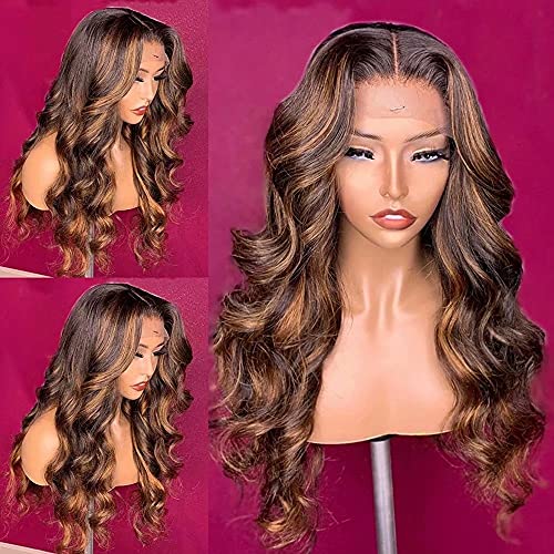 13x6 HD Transparent Lace Front Human Hair Wig - 20 Inch Ombre 1B/30 Body Wave Brazilian Remy Hair 150% Density Pre Plucked Bleached Knots for Women | Perfect for Daily Wear, Cosplay, Parties & Special Occasions