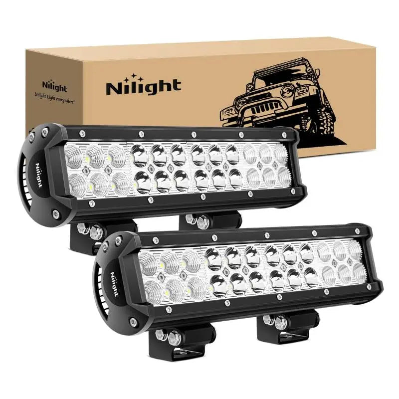 12 Inch 72W 5000LM Dual Row LED Light Bar Combo - Spot & Flood Beam for Off-Road Trucks, ATVs, UTVs, Boats & Emergency Vehicles