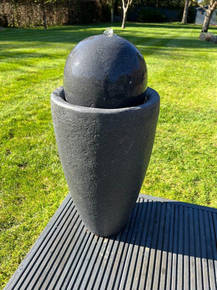 Solar Powered LED Globe Water Feature Vase - 65x31x31cm Dark Grey Outdoor Garden Decor for Patio, Yard & Landscape Lighting