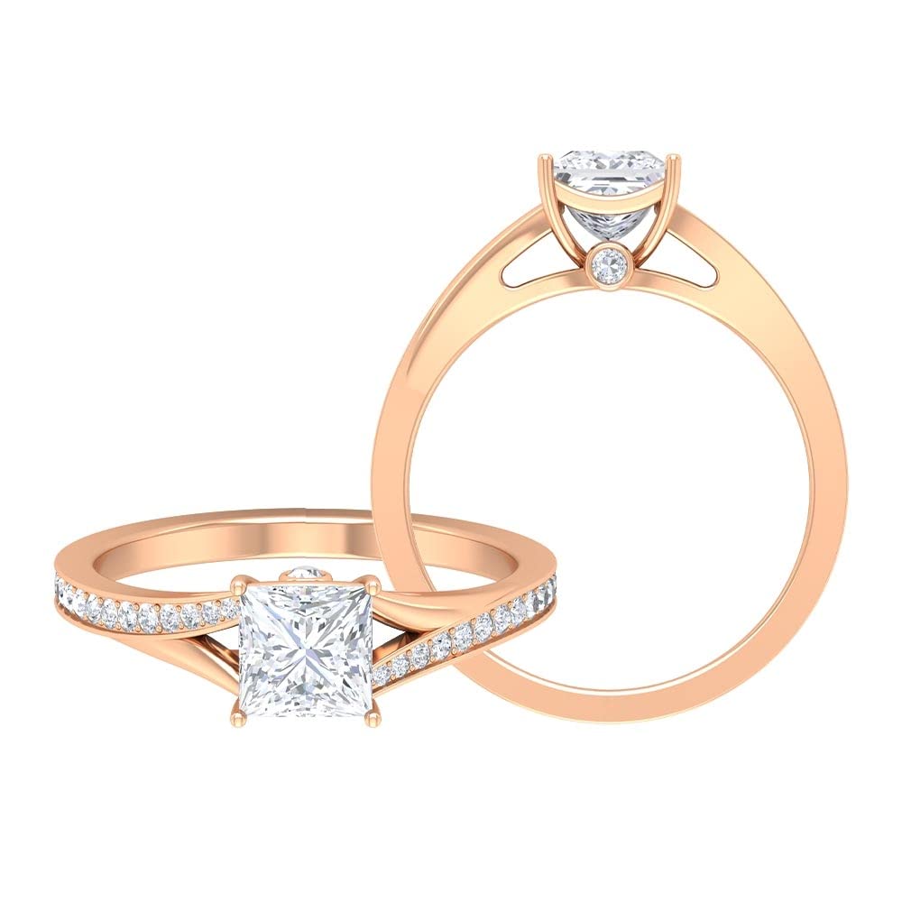 1.5 CT Princess Cut Moissanite Engagement Ring - 5.50 MM Certified Solitaire Ring in 14K Solid Gold | Perfect for Proposals, Weddings & Anniversary Gifts