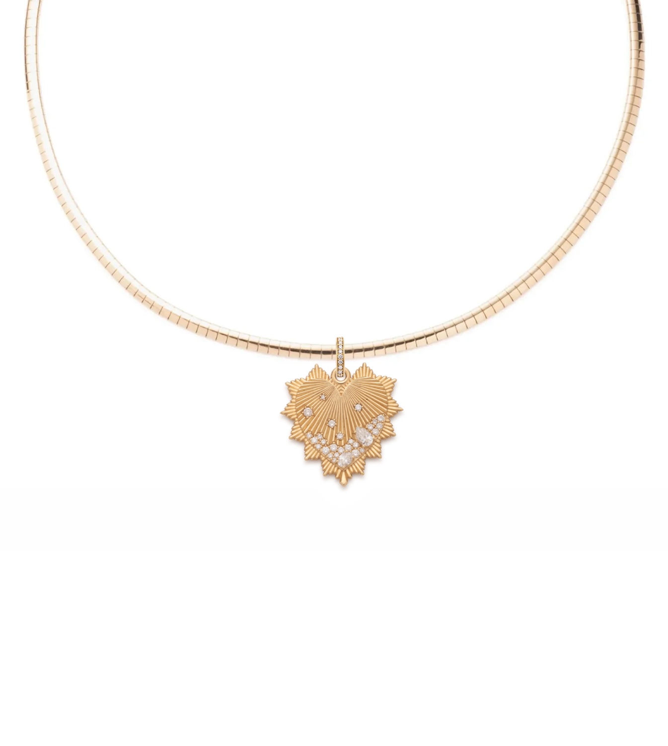 Diamond Encrusted Heart Pendant Necklace in 14K Yellow Gold - Elegant Dainty Collar Chain for Women, Perfect for Valentine's Day Gifts, Anniversary Presents & Romantic Occasions
