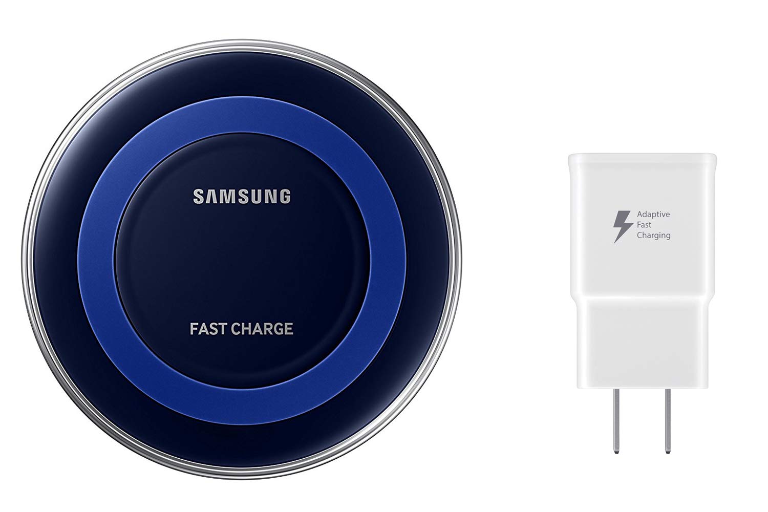 Samsung Qi Certified Fast Wireless Charging Pad - 15W Fast Charge, Universal Qi Compatibility for iPhone, Galaxy & More (Includes Wall Adapter) - US Version in Black/Blue - Perfect for Home, Office & Nightstand Charging