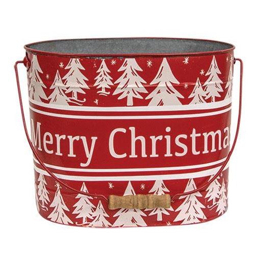 3-Pack Merry Christmas Oval Pails - Holiday Party Decor, Gift Wrapping & DIY Crafts for Festive Home Decorations