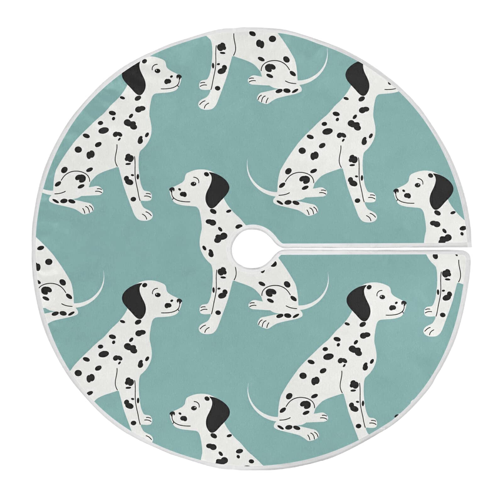 Blue Dalmatian Dog Thanksgiving Tree Skirt 36 Inch - Christmas Tree Mat Decoration for Holiday Party, Indoor Outdoor Home & Office Ornament - Perfect for Christmas Decor, Thanksgiving Dinner, and Pet-Themed Holiday Celebrations