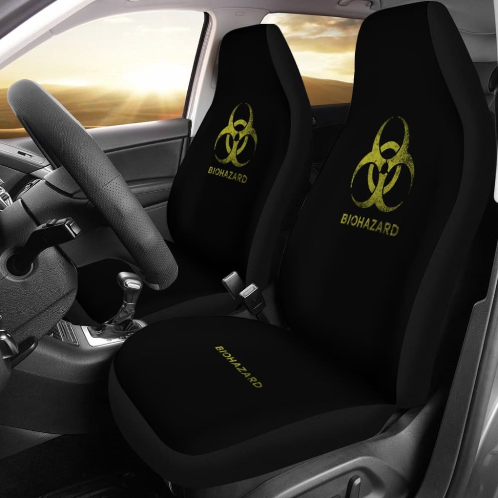 Black and Yellow Biohazard Car Seat Covers 211401 - Waterproof & Durable for Emergency Vehicles, Halloween Decor, and Cosplay