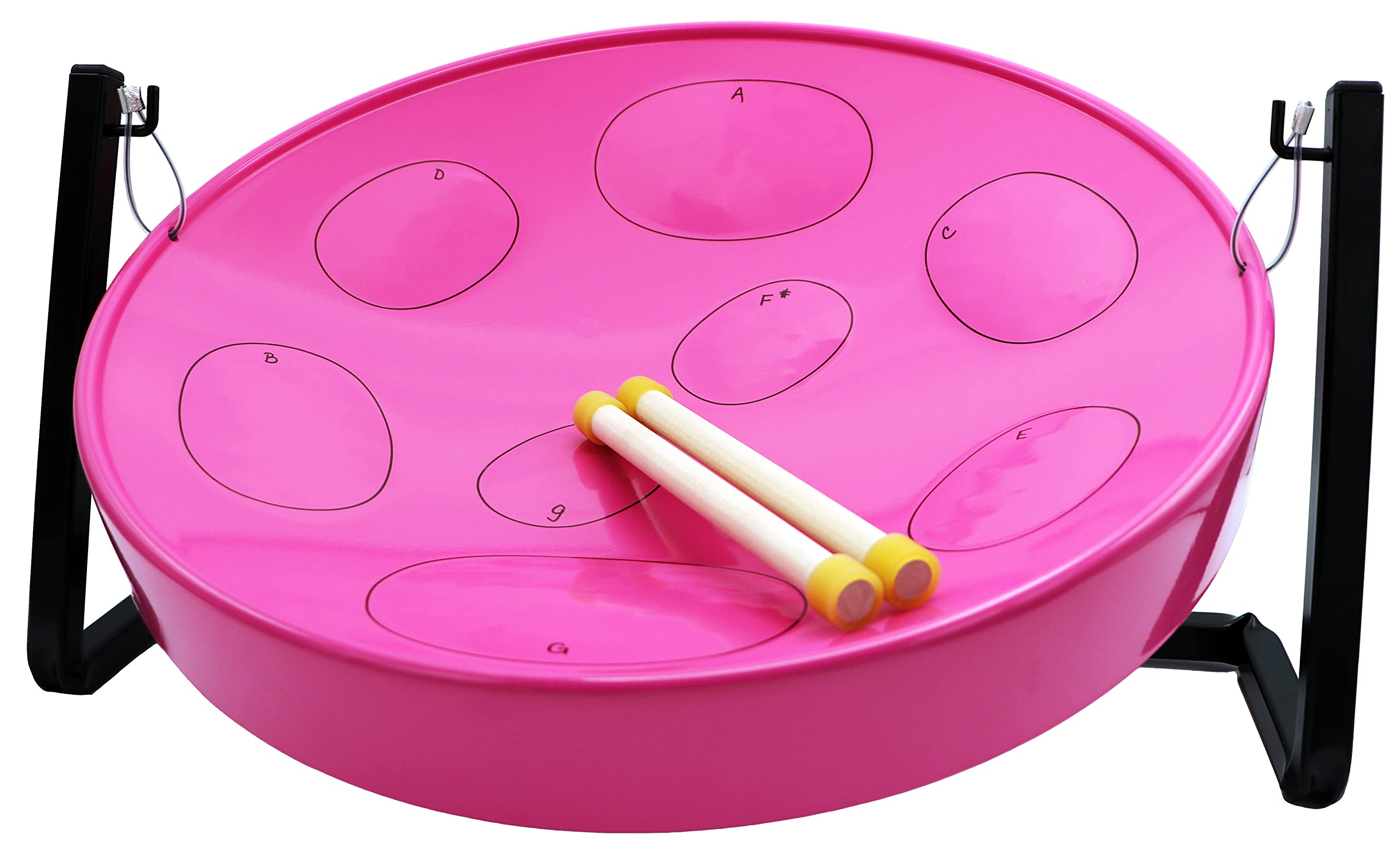 Panyard JJ Jumbie Jam Steel Drum Kit - Pink G-Major Ready to Play Set with Table Top Stand | Authentic USA-Made Steel Pan (W1086) | Perfect for Beginners, Music Classes & Caribbean-Themed Parties