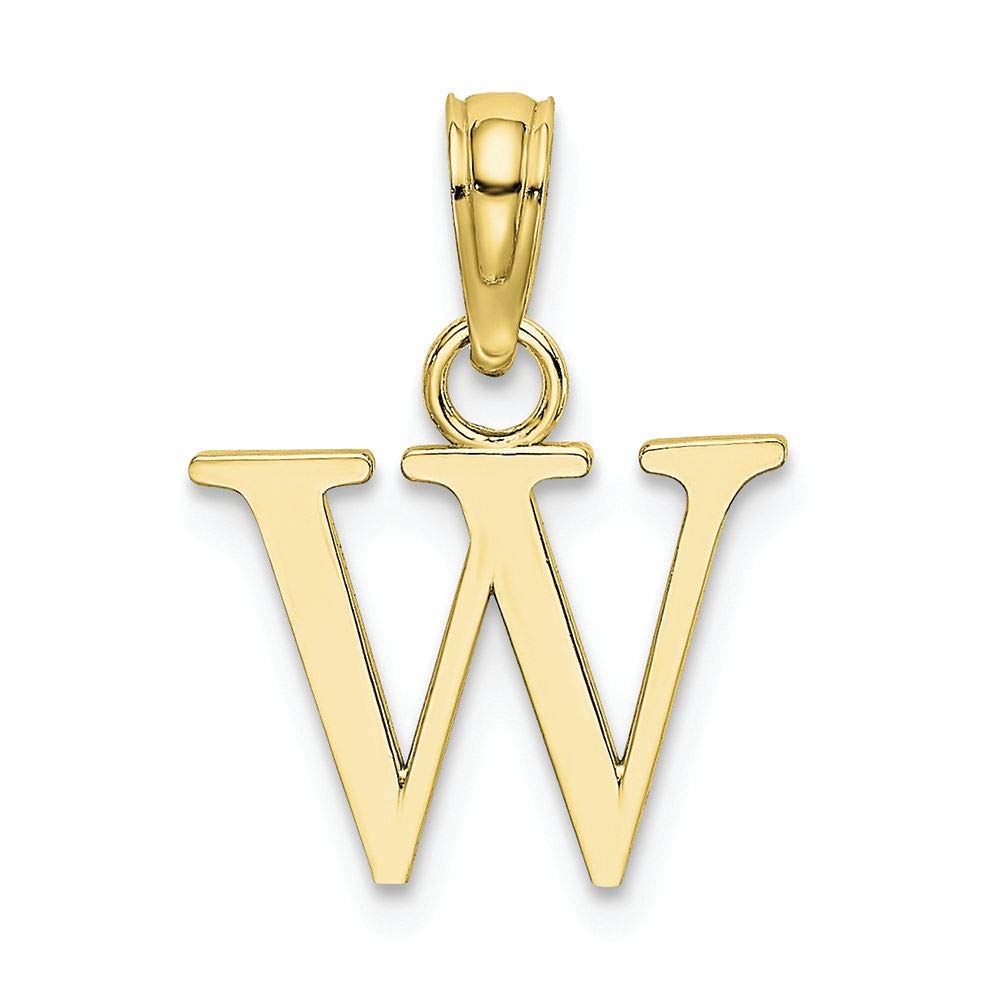 10K Yellow Gold Block Initial Charm - Personalized Letter W Pendant for Necklace - Elegant Gift for Women, Girls, Mom, Wife - Perfect for Birthdays, Anniversaries, Graduation & Everyday Wear