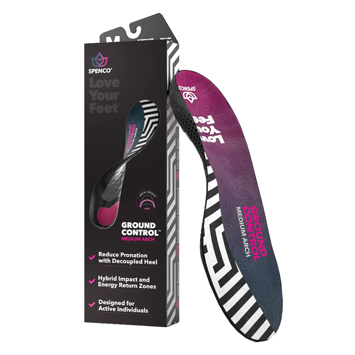 Spenco Ground Control Arch Support Shoe Insoles for Women & Men - Medium Arch Support, Women's Size 11-12 / Men's Size 10-11 - Perfect for Running, Walking & Work Comfort