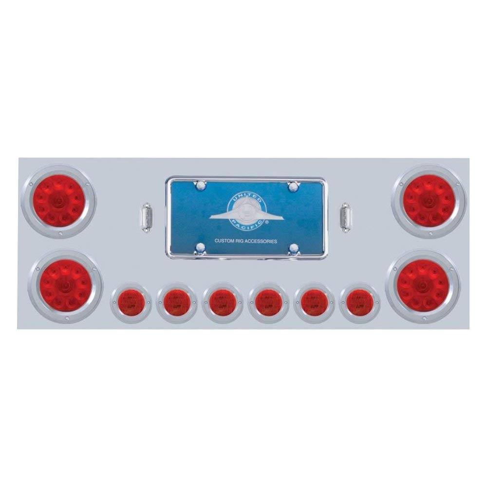 United Pacific 34664 Stainless Steel Rear Center Tail Light Panel with 4X10 LED 4