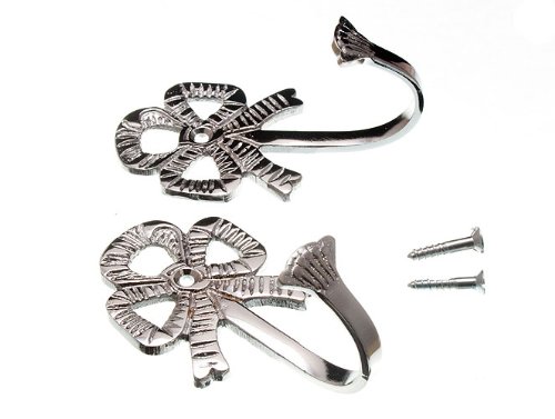 DIRECT HARDWARE 80mm Chrome Curtain Tie Back Hooks with Screws - 1 Pair Set for Elegant Window Drapes & Home Decor