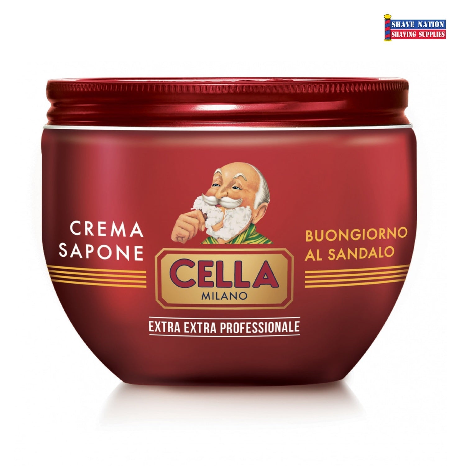 Premium Sandalwood Shaving Soap for Men - Cella Buongiorno Al Sandalo 300ml Jar - Professional Grooming Soap for Smooth Shave & Skin Care - Perfect for Barbershops & Home Shaving Routines