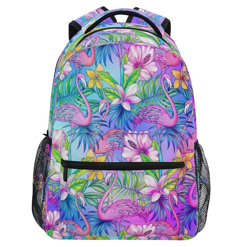 Stylish Pink Flamingo Tropical Print Laptop Backpack for College Students & Teens - Durable School Travel Backpack with Laptop Compartment for iPad, Tablet, Books - Perfect for Campus, Work Commute & Weekend Getaways