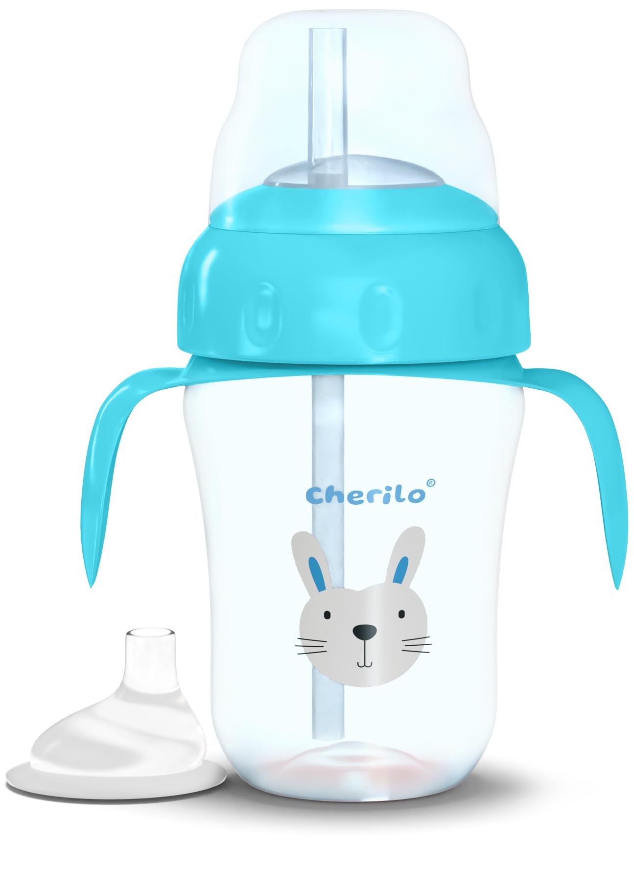 Cherilo Little Bunny Baby Sippy Cup - 210ml Leak-Proof Training Cup with Silicone Spout & Handle for Infants 6-12 Months | BPA-Free, Non-Toxic Baby Water Bottle | Perfect for Daycare, Travel & Learning to Drink Independently (Blue)