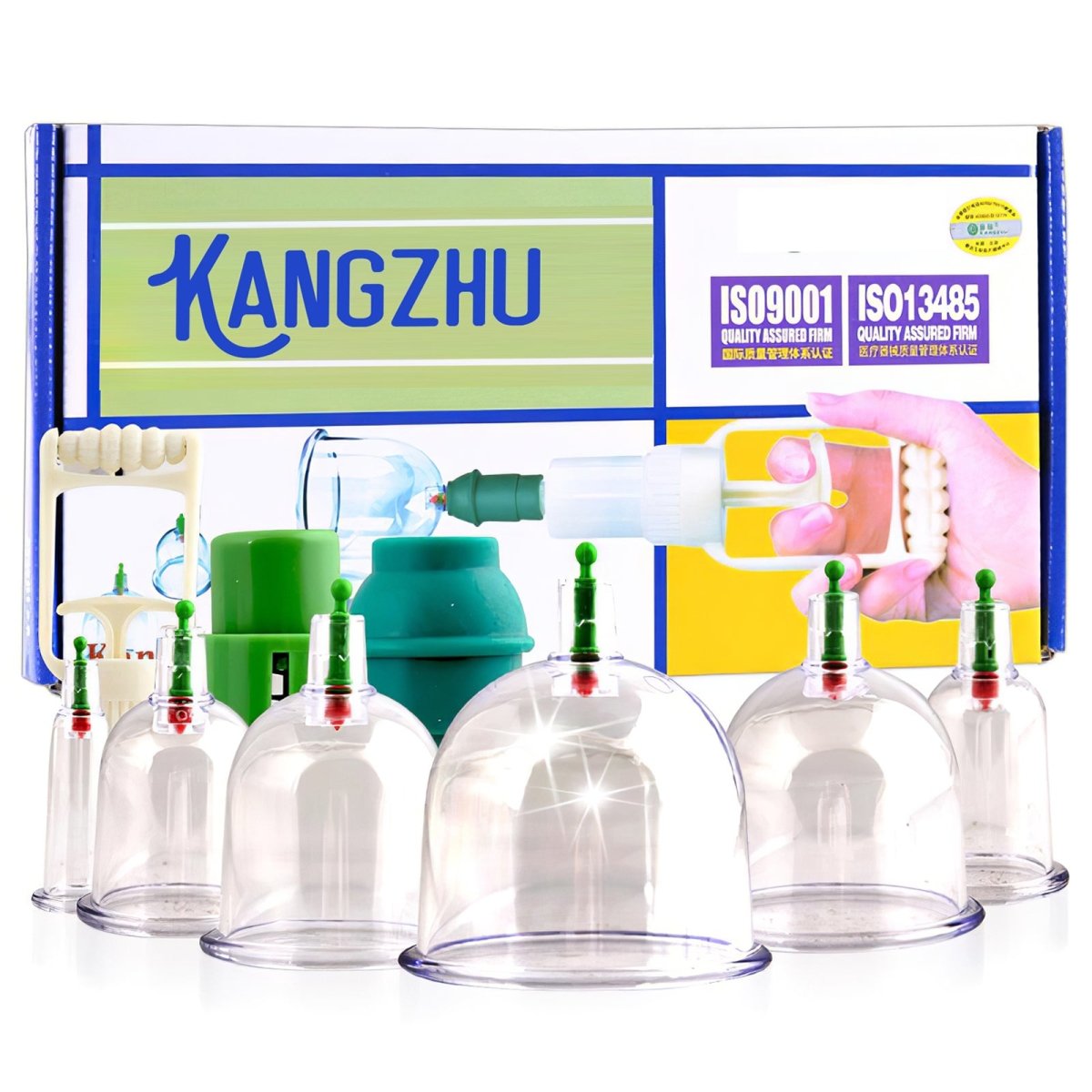 Kang Zhu Vacuum Suction Cupping Therapy Kit - 6 Cups Set for Pain Relief, Muscle Relaxation & Detox | Home Physical Therapy & Spa Treatment