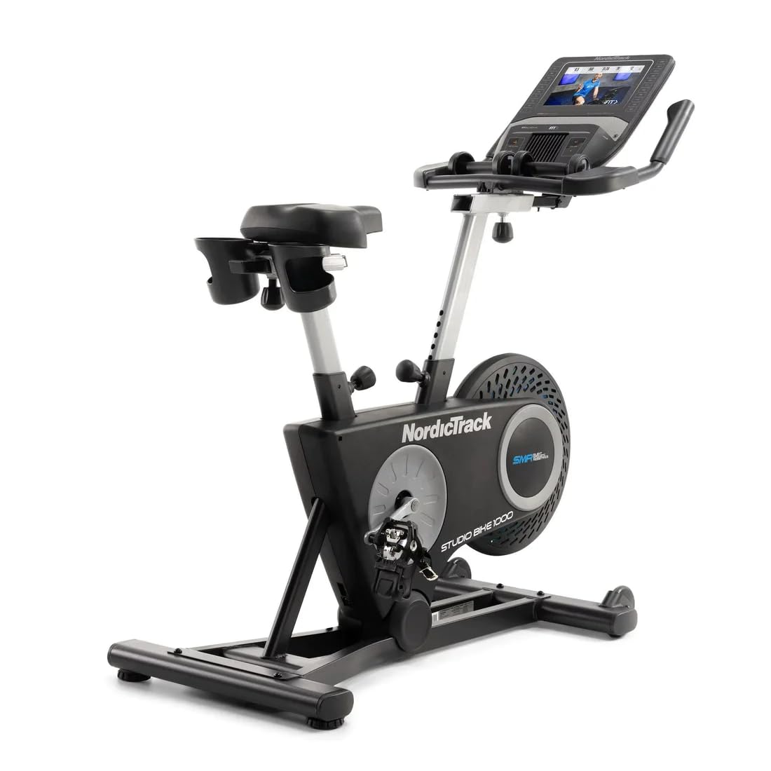 NordicTrack Studio Bike 1000 - Indoor Cycling Exercise Bike with 10” HD Touchscreen, 22 Digital Resistance Levels & Free 3 lb Dumbbells - Perfect for Home Workouts, Cardio Training & iFIT Interactive Fitness (Includes 30-Day Membership) - Black