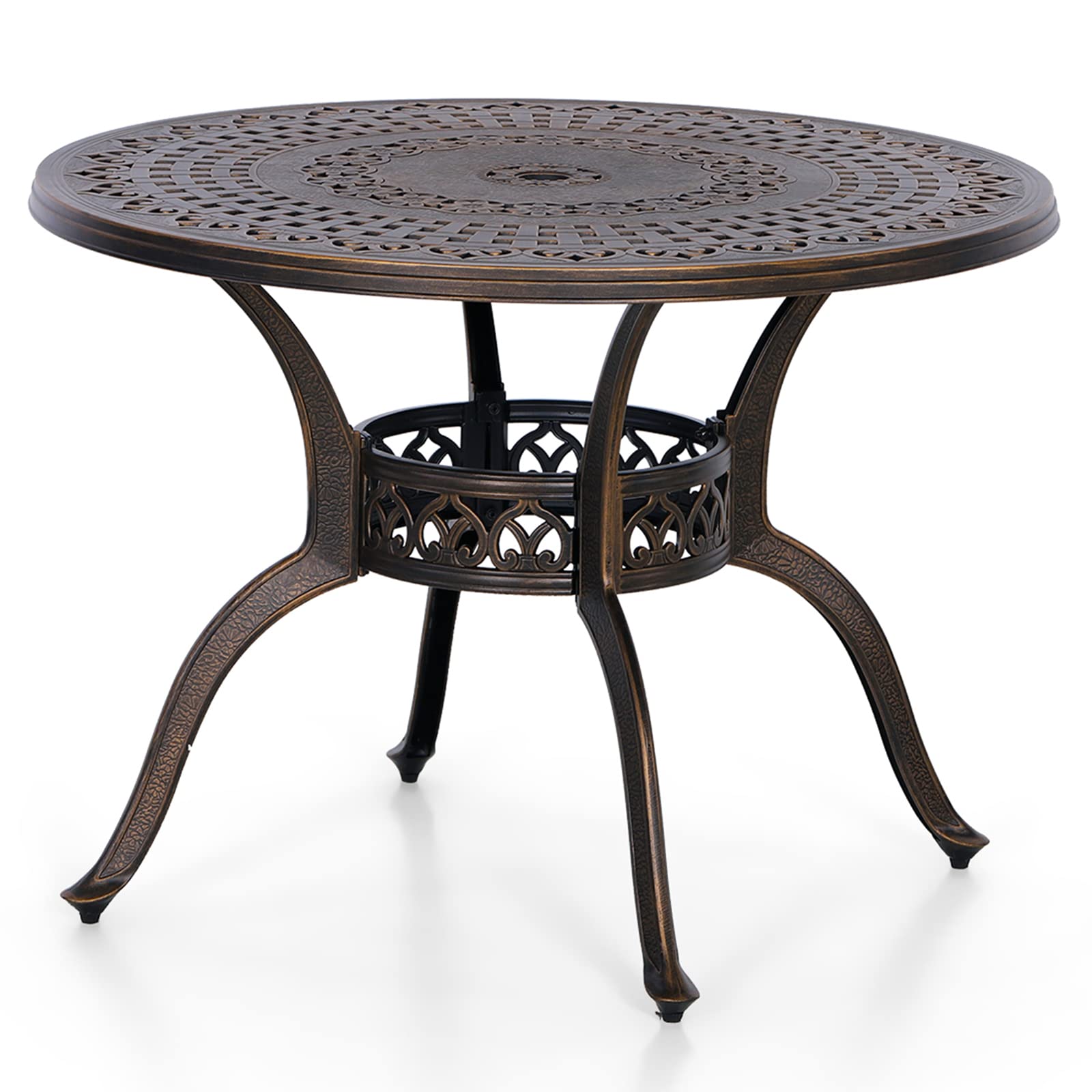 Premium Bronze Cast Aluminum Round Patio Dining Table with 1.97