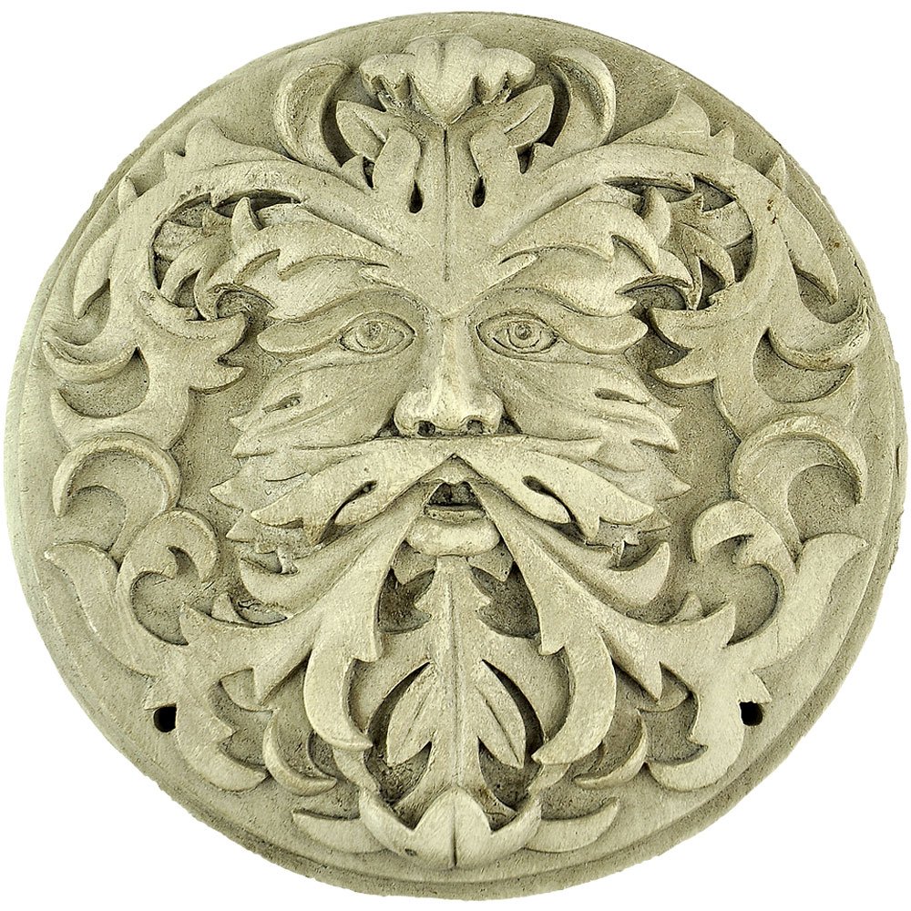 Green Man Plaque - Winter by Oberon Zell | Handcrafted Wall Decor for Home & Garden | Perfect for Gothic, Pagan, or Nature-Inspired Interiors