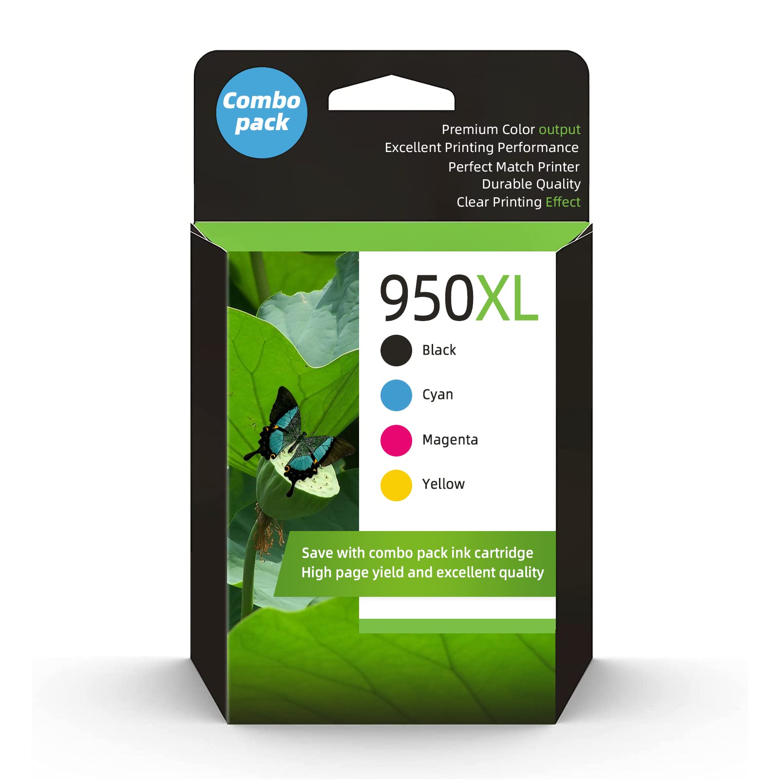 HP 950XL 951XL Combo Ink Cartridges - High Yield Replacement for Officejet Pro 8600 8610 8620 8625 8100 8615 8630 8640 8660 Printers - Black, Cyan, Magenta, Yellow - Perfect for Home Office & Business Printing Needs