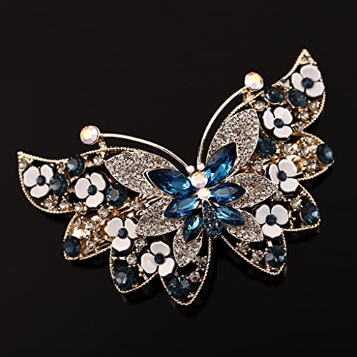 YFQHDD Vintage Butterfly Crab Hair Claw - Retro Resin Crystal Rhinestone Hair Clips for Women (Blue) | Perfect for Parties, Weddings & Everyday Elegant Hairstyles
