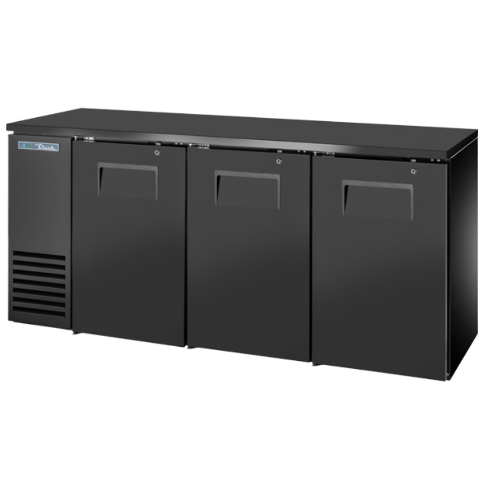 Commercial True 72 Back Bar Refrigerator - 3 Solid Doors, Galvanized Top - Perfect for Bars, Restaurants & Catering Businesses