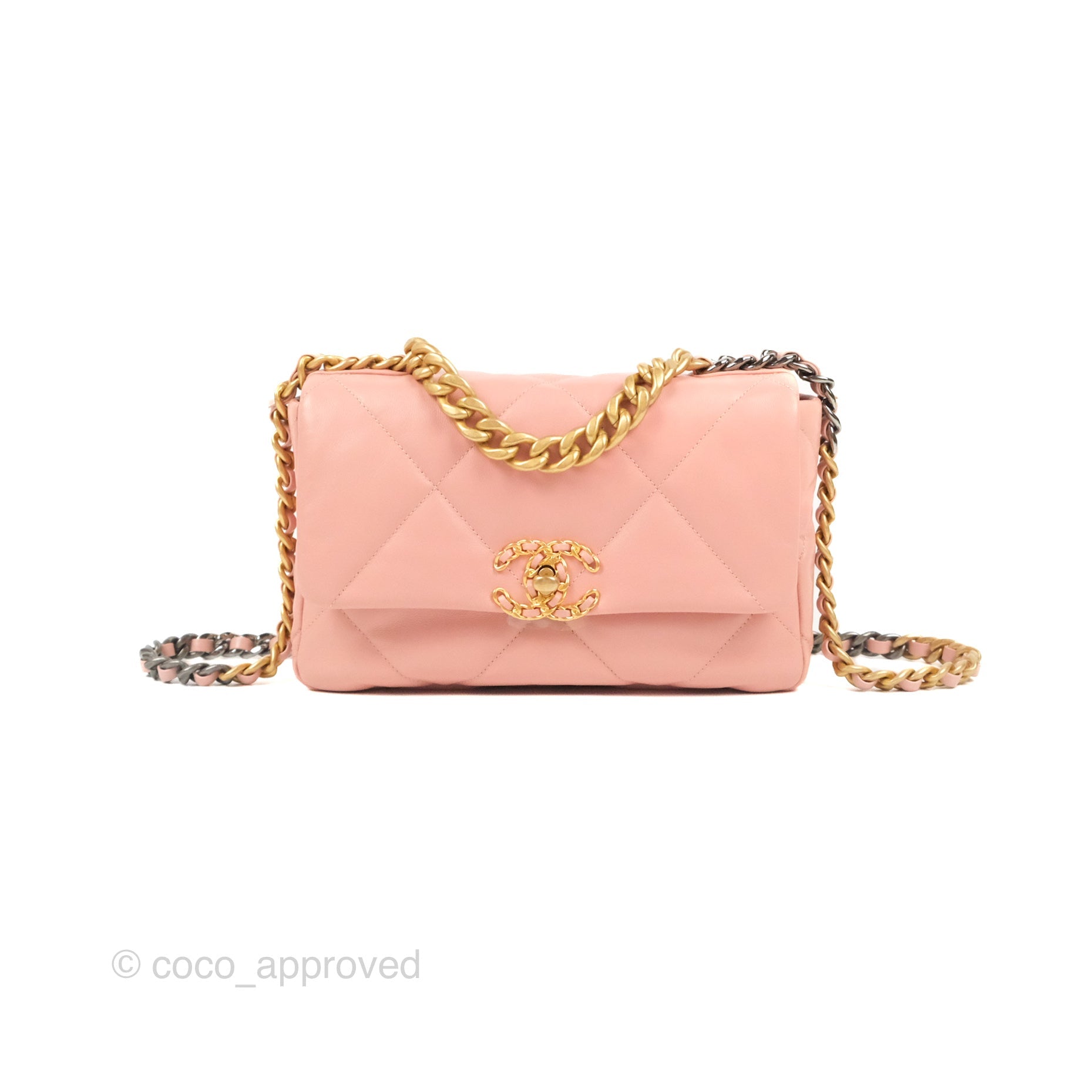 Chanel 19 Small Handbag in Blush Pink Goatskin Leather with Mixed Hardware - Perfect for Everyday Luxury & Special Occasions