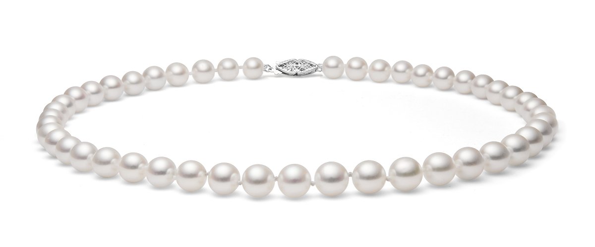 7.5-8mm Sterling Silver White Freshwater Cultured Pearl Necklace - AA+ Quality Pearls for Women - Perfect for Weddings, Parties & Elegant Occasions