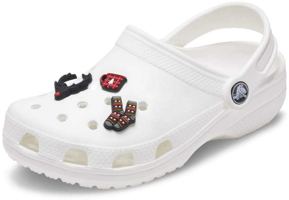 Crocs Classic Clogs for Men and Women with Holiday Jibbitz Charms - 3-Pack Comfortable Slip-On Shoes for Indoor, Outdoor, and Casual Wear