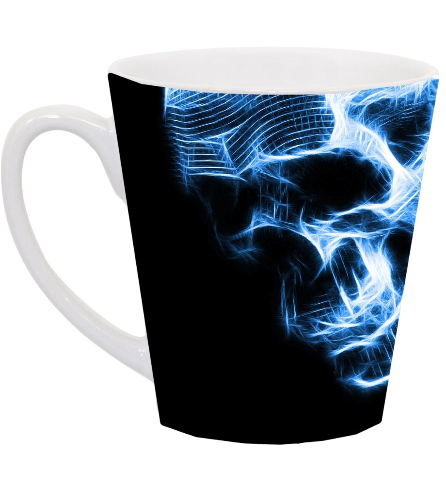 Trendy Neon Skull Portrait Skeletal Zombie 12oz Ceramic Coffee Mug - Perfect for Latte, Tea, and Office/Home Use