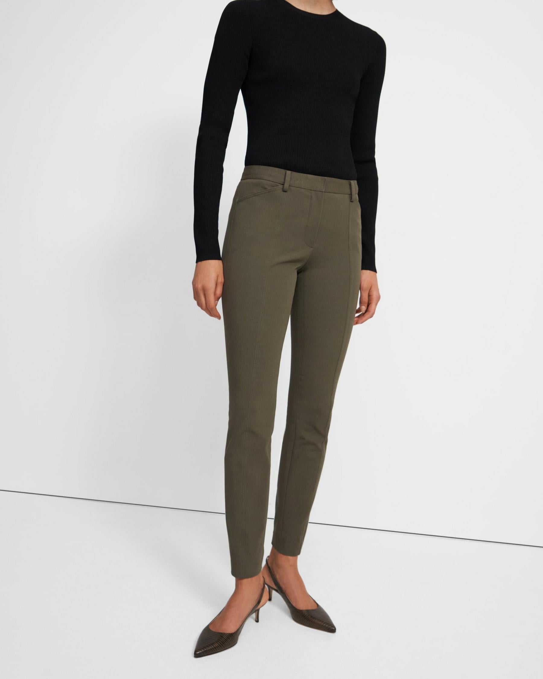 Bi-Stretch Cotton Twill Seamed Trousers for Women - Comfortable & Stylish Casual Pants for Work, Travel & Everyday Wear | Teak