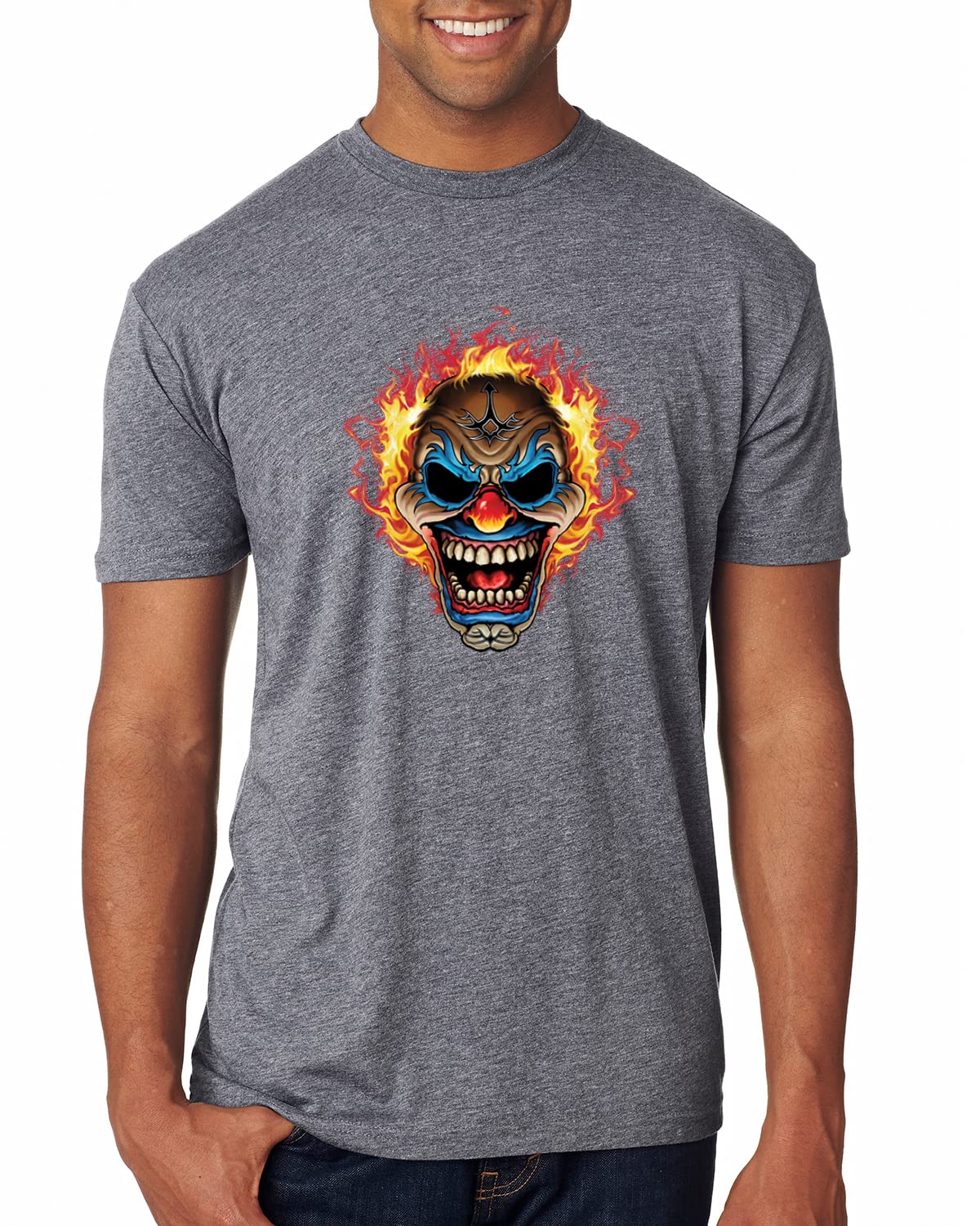 Fierce Clown Cars & Trucks Graphic T-Shirt for Men - Premium Tri-Blend Cotton Tee - Funny Vintage Style Shirt for Casual Wear, Parties & Halloween Costumes