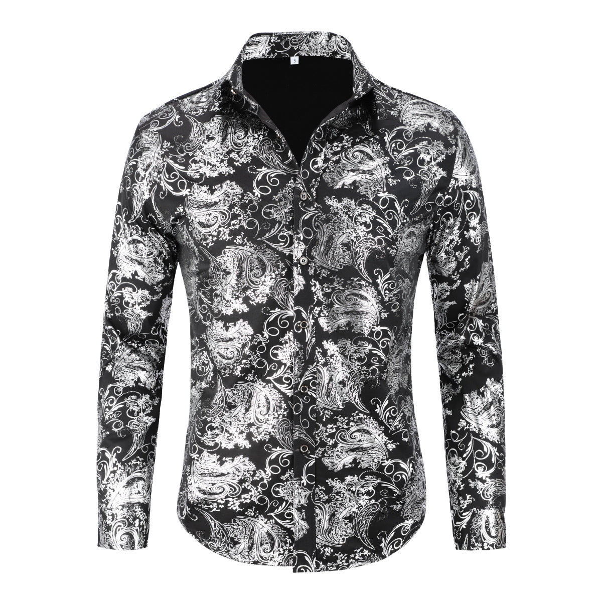 Men's Floral Long Sleeve Casual Shirt in Silver - Perfect for Spring Outfits, Date Nights & Office Wear