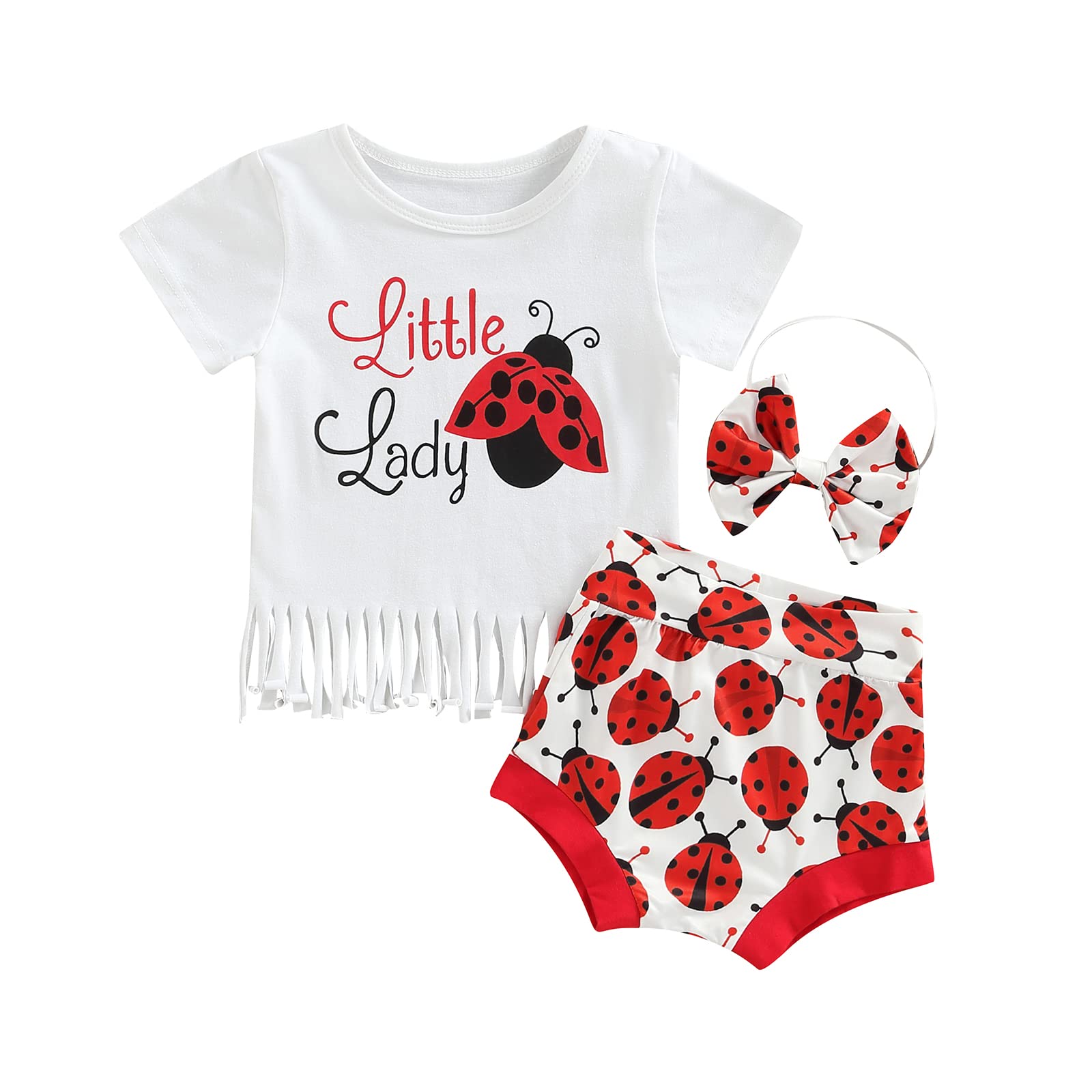 3PCS Newborn Baby Girl Summer Outfits - Cow Print Short Sleeve Romper, Shorts & Headband Set | Cute Infant Clothes for Playdates, Photo Shoots & Outdoor Activities
