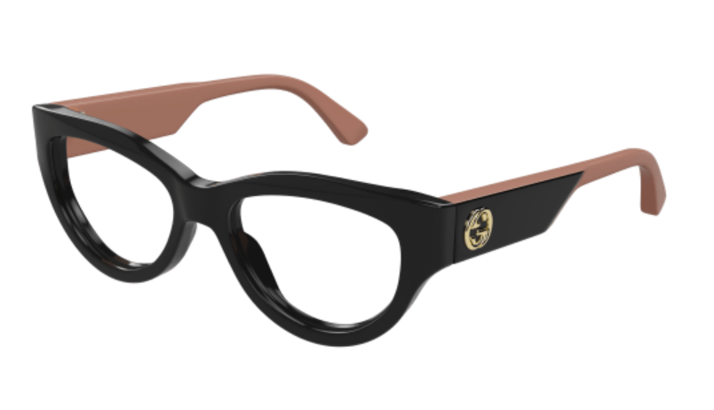 Gucci GG1665O 008 Black/Pink Cat Eye Women's Eyeglasses - Stylish Designer Optical Frames for Women, Perfect for Office, Reading & Fashion Accessories
