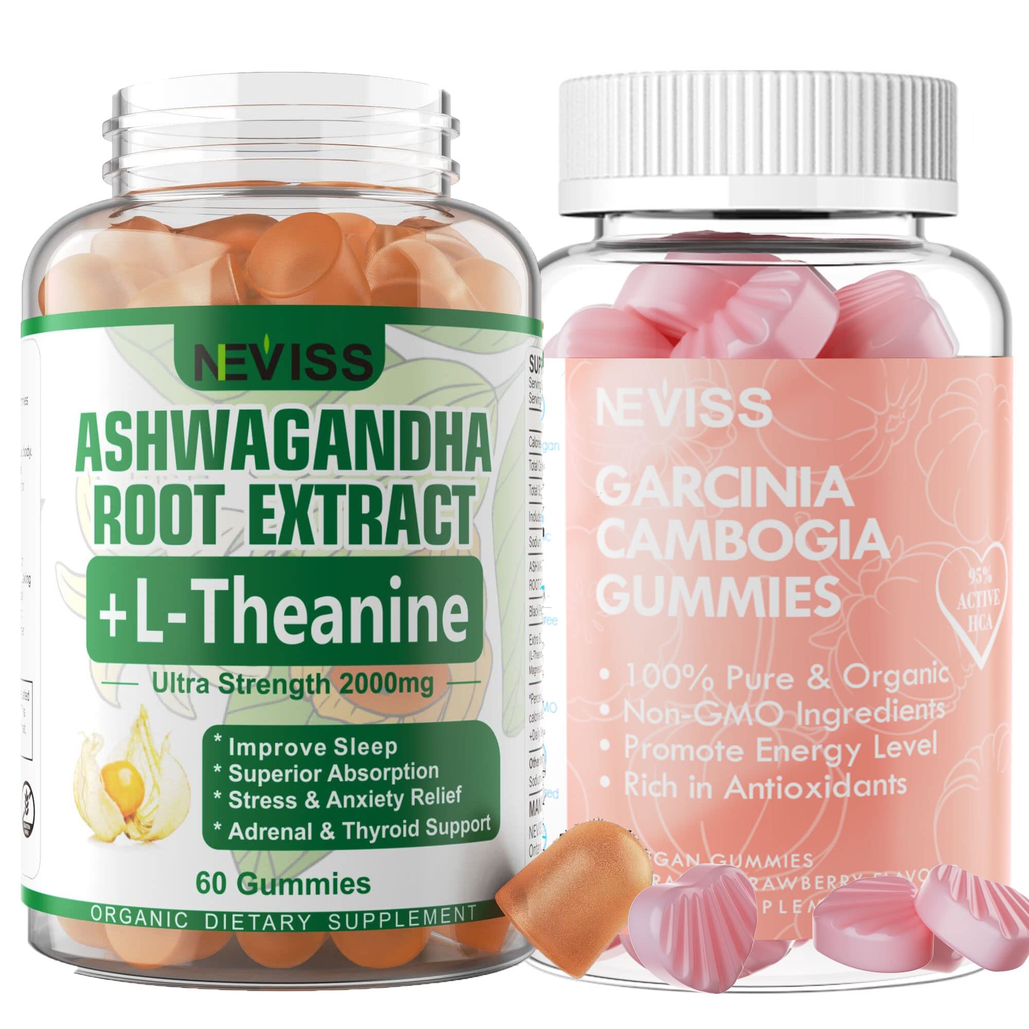 Best Ashwagandha & Garcinia Cambogia Gummies for Stress Relief & Weight Management - Natural Herbal Supplements for Anxiety, Sleep Support & Appetite Control - Perfect for Daily Wellness Routine & Healthy Lifestyle